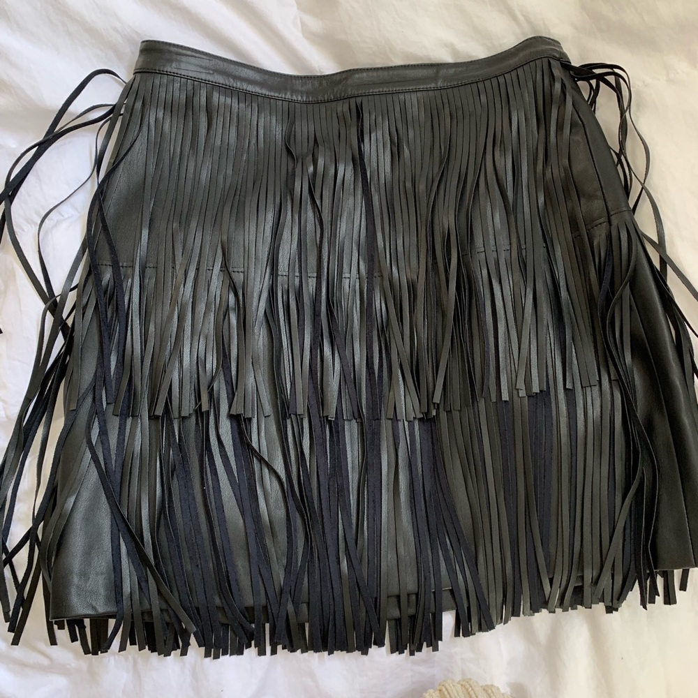 A.n.a Vegan Leather Fringe Skirt